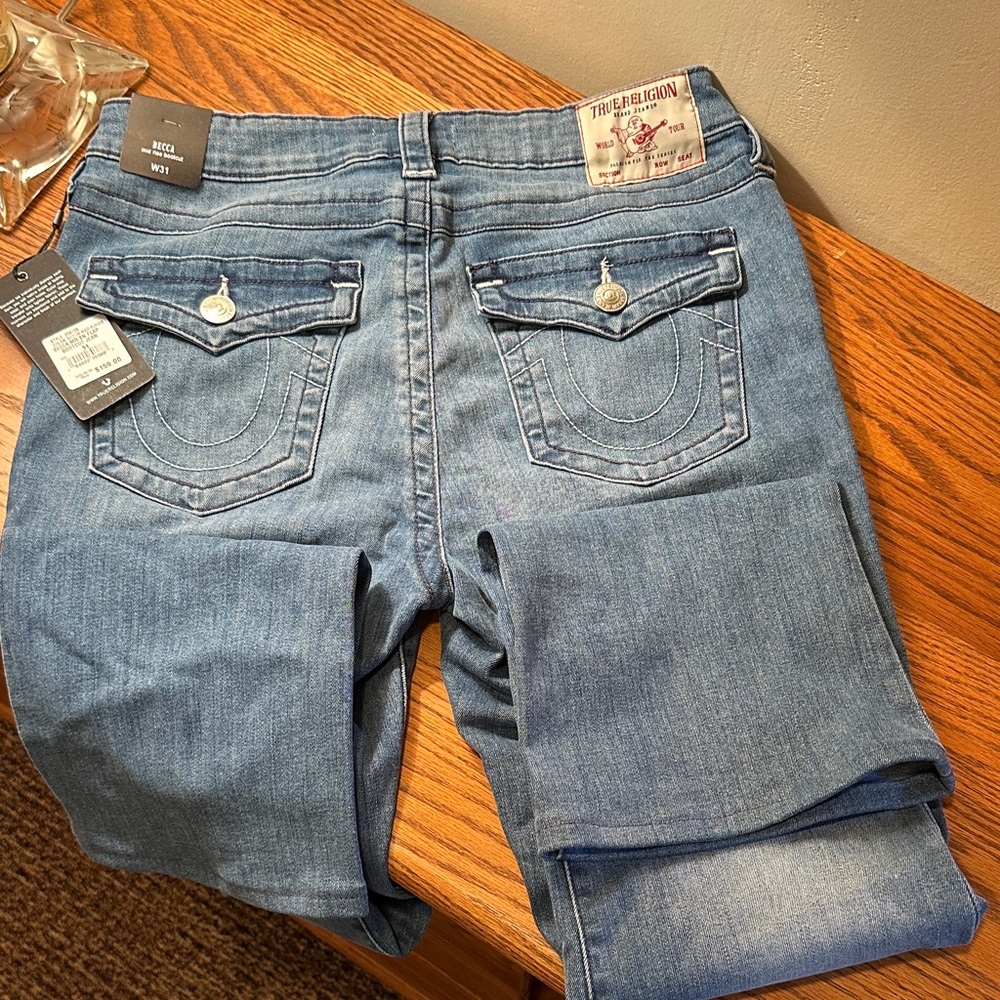 True Religion Women's Classic Blue Boyfriend Jeans